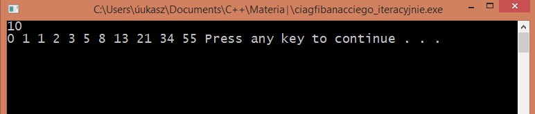 Ciąg Fibonacciego C++
